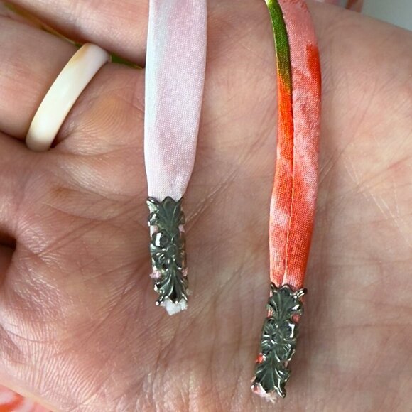 OSCAR DE LA RENTA Vtg Satin Pink Floral Luxury Maxi Haute Couture Dress S/M - Picture 3 of 16